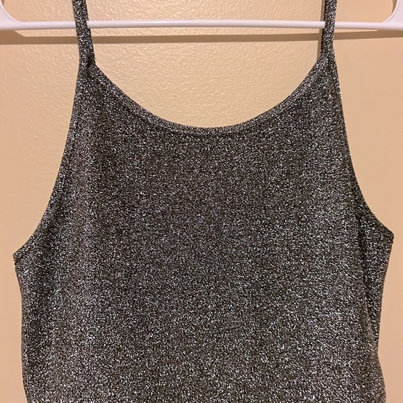 S Sexy Glitter Sequins Bodycon Club Dress Sleeveless Mini Party Grey Stretchy - Picture 6 of 9